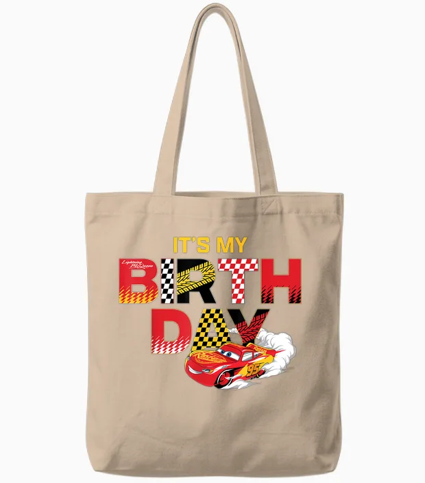 Disney & Pixar's Cars It's My Birthday Lightning Mcqueen Tote Bags in Natural