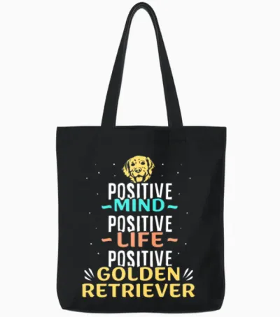 Positive Golden Retriever Tote Bags - Black
