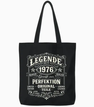 50th Birthday Man Woman 50 Years Decoration 1976 Gift Funny Tote Bags - Black