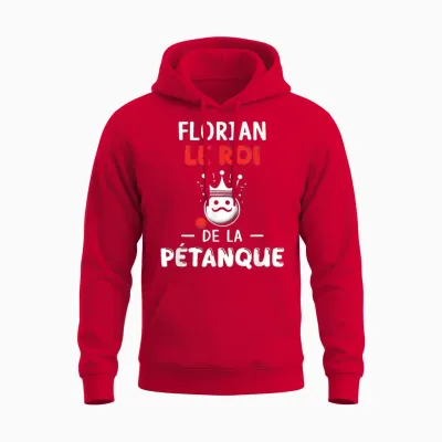 Personalised Gift Man Name Florian Petanque Humour T-Shirt, Black, S Unisex Hoodie - Red