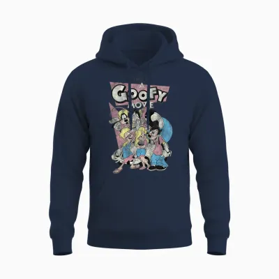 Disney a Goofy Movie T-Shirt, White, S Unisex Hoodie - Navy
