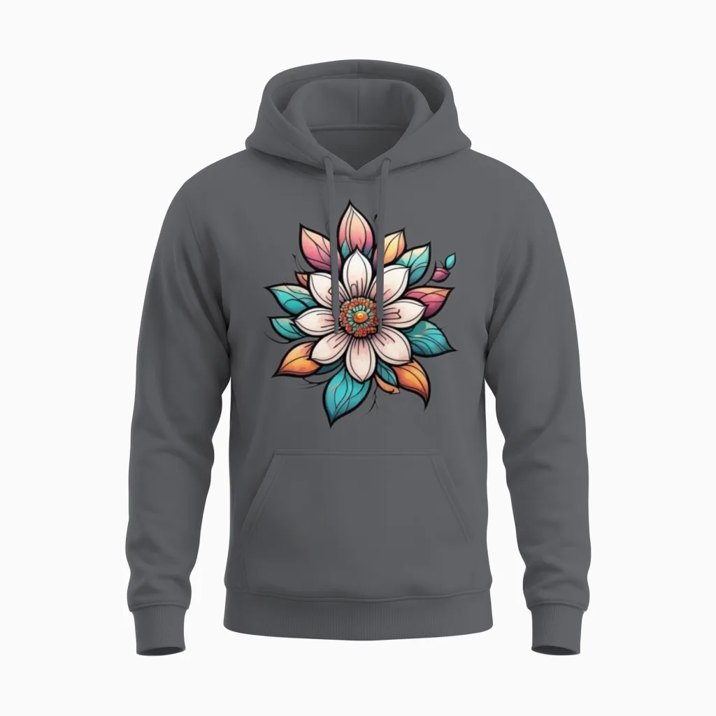 Wild Flower Floral & Botanical Gift Unisex Hoodie in Charcoal