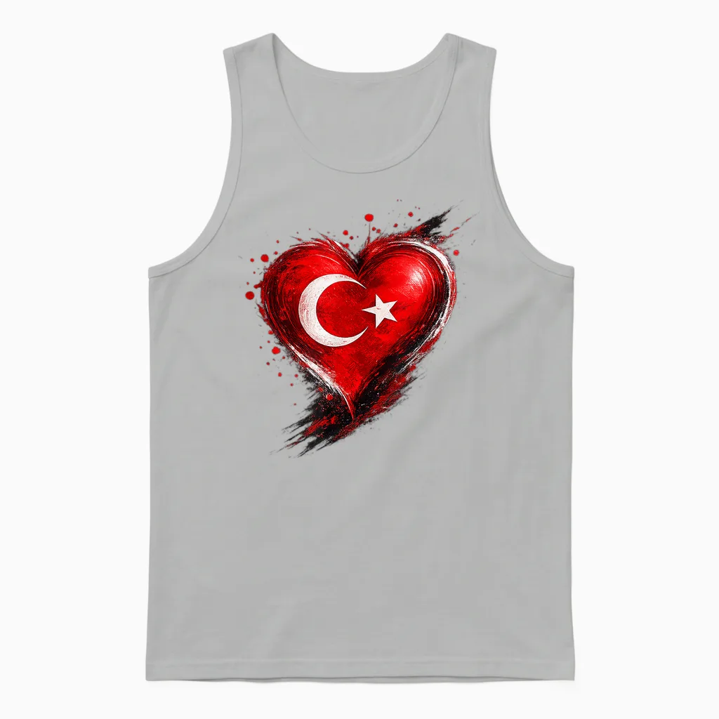 Türkei T-Shirt Mit Herz Türkische Flagge Türk Türkiye Unisex Tank Top in Ash