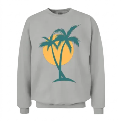 Retro Sunset Palm Tree Unisex Sweatshirt - Ash