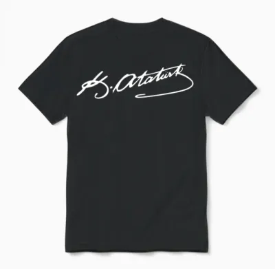 Atatürk Imza Unisex T-Shirt - Black