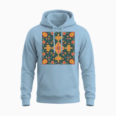 Excellent Iranian Full of Colors Carpet Unisex Hoodie - Light Blue