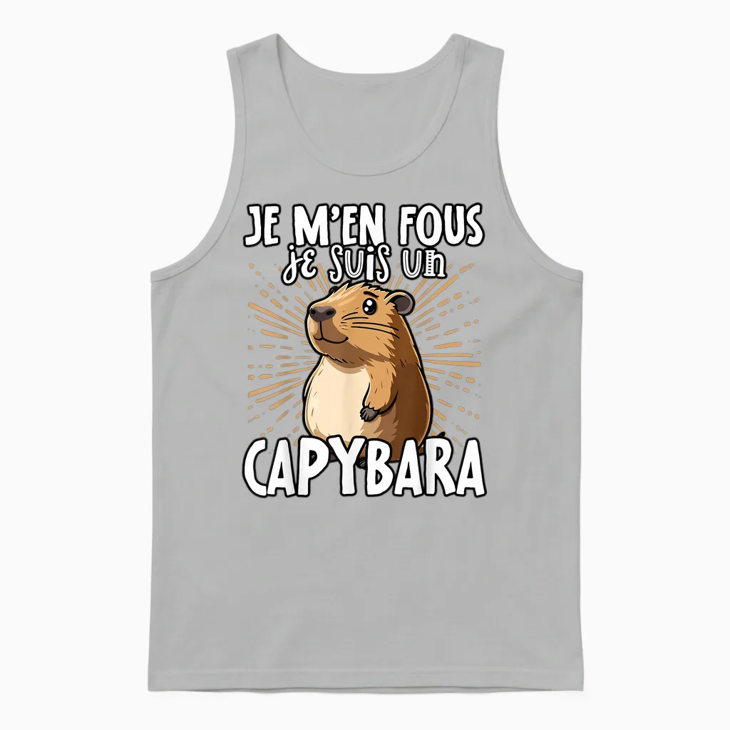 Je M'en Fous Je Suis Un Capybara - Sweet Capybara T-Shirt, Black, S Unisex Tank Top in Ash