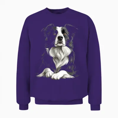 Border Collie Dog Border Collie T-Shirt, Black, S Unisex Sweatshirt - Purple