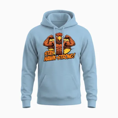 Hawk Strong Muscular Hero Unisex Hoodie - Light Blue