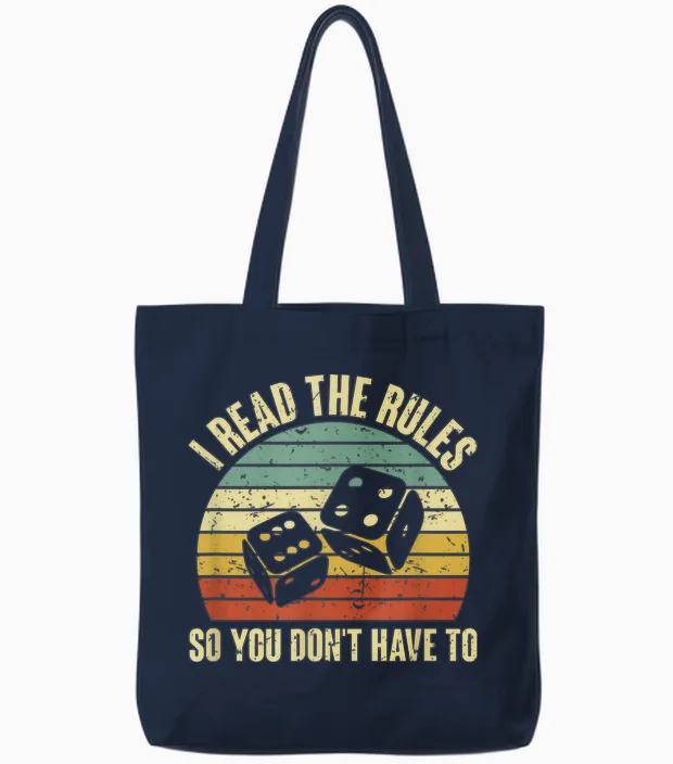 Game Night Adults Funny Board Games I Read the Rules T-Shirt Small Tote Bags in Navy