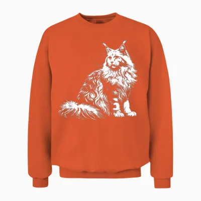 Cat Dad Mom Lover - Monochromatic Maine Coon T-Shirt, Black, S Unisex Sweatshirt - Orange