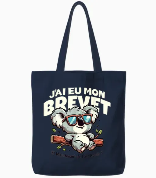 Patent 2025 Congratulations College Success Humor Koala Tote Bags - Navy