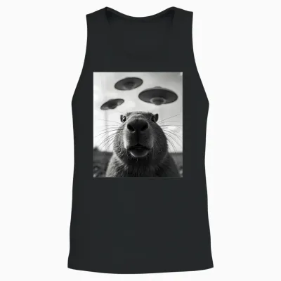 Lustiges Grafik Capybara Kostüm Wasserschwein Selfie Ufo Unisex Tank Top - Black