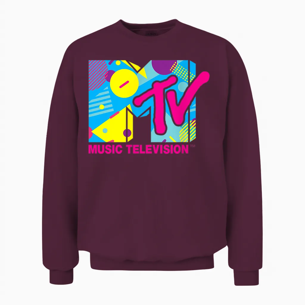 Mademark X Mtv - Mtv Logo Retro 1980s Spring Break Retro Unisex Sweatshirt in Maroon