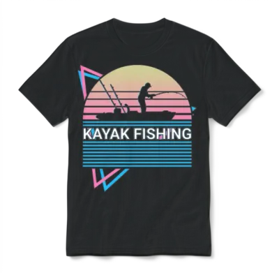 Kayak Kayaking Retro Unisex T-Shirt - Black