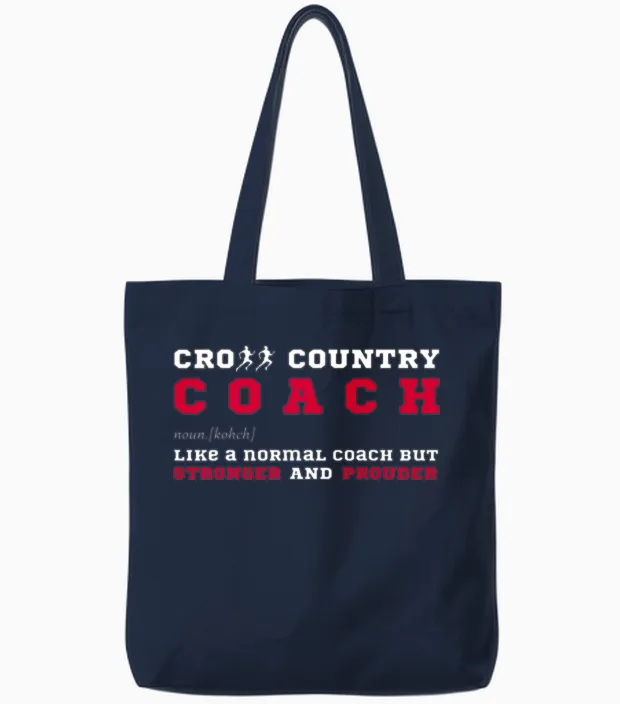 Cross Country Coach Sports Coaching Fun Definition Tote Bags in Navy