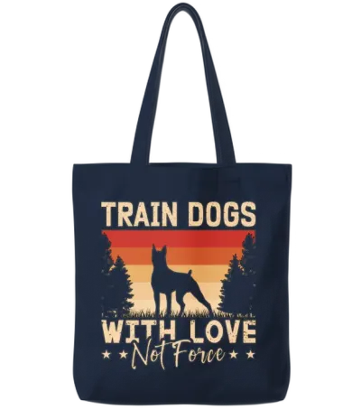 Service Dog Trainer Train Dogs with Love Dog Owner Tote Bags - Navy