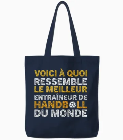 Funny Coach Best Handball Coach T-Shirt, Black, S Tote Bags - Navy
