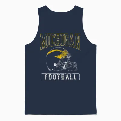 University of Michigan Wolverines U of M Football Helmet Unisex Tank Top - Navy