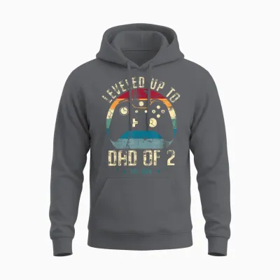 T-Shirt with German Text "ich Bin Zum Vater Von 2 Kinder Aufgestgestiegen 2026 Zum Papa Von Zwei Kindern Aufgestiegen" Unisex Hoodie - Charcoal