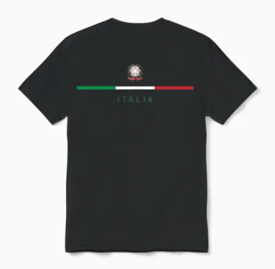 Italia National Flag Colors Italy Crest Logo Italian Roots Unisex T-Shirt - Black