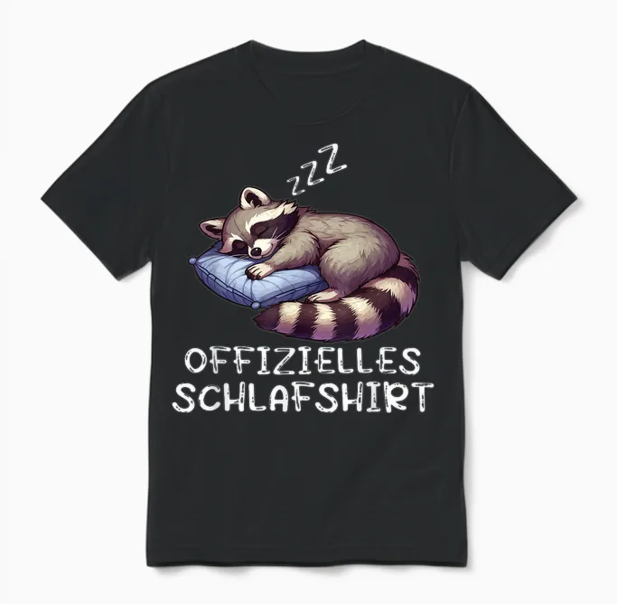 Official Sleepshirt Raccoon Cute Raccoon T-Shirt, Black Unisex T-Shirt in Black