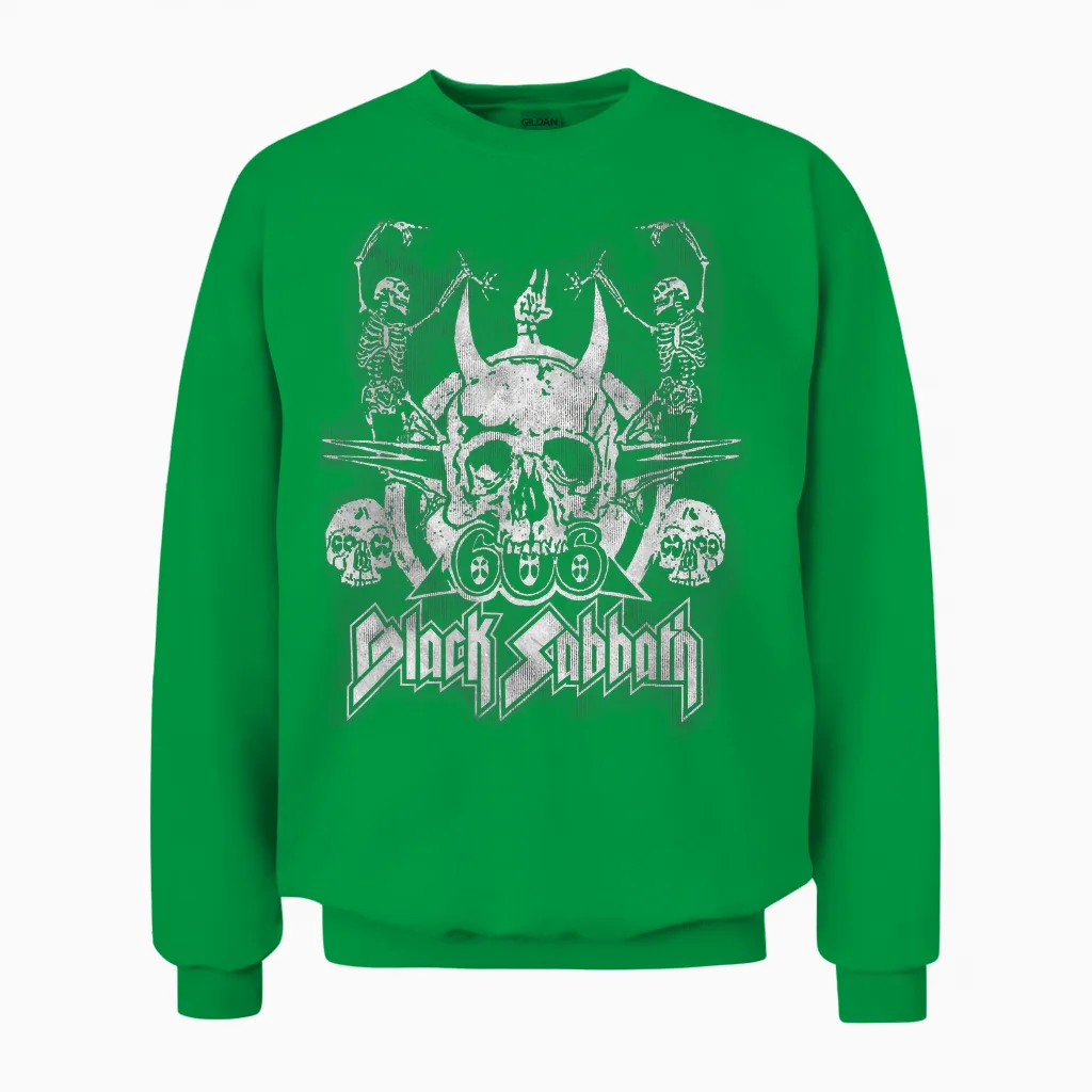 Black Sabbath Official Vintage Dancing Skeletons Unisex Sweatshirt in Irish Green