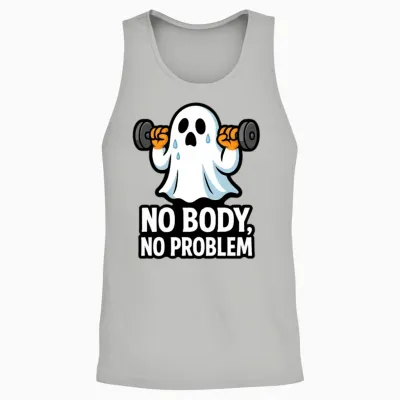Halloween Gym Ghost - No Body No Problem Unisex Tank Top - Ash