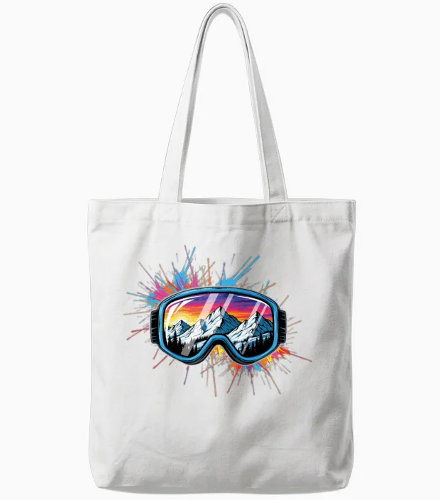 Ski Goggles Apres Ski Party Crew Snow Skiing Ski Tote Bags in White