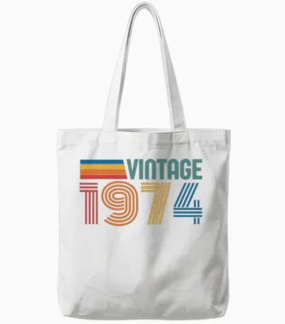 Vintage 1974 50th Birthday Tote Bags - White