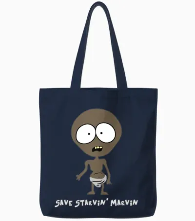 Save Starvin Marvin Tote Bags - Navy