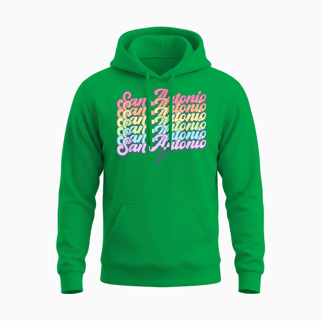 Nba San Antonio Spurs Rainbow Pride Stack Pastel Unisex Hoodie in Irish Green