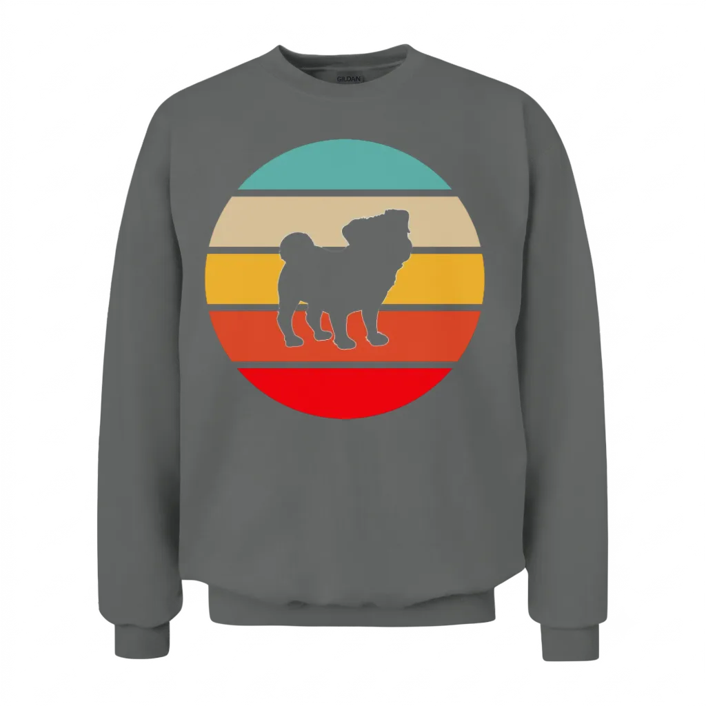 Pug Retro Unisex Sweatshirt - Graphite Heather