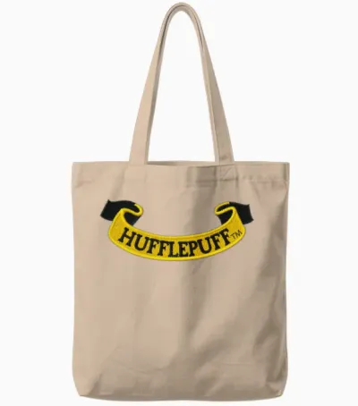 Harry Potter Hufflepuff Banner Embroidery Design Tote Bags - Natural