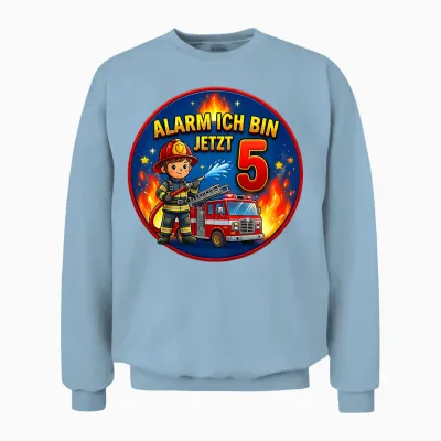 Children's Birthday Fire Brigade Gifts Alarm 5 Years Boy Unisex Sweatshirt - Light Blue