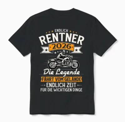 Rentner 2026 Geschenk Mann Biker Rente Ruhestand Lustig Unisex T-Shirt - Black