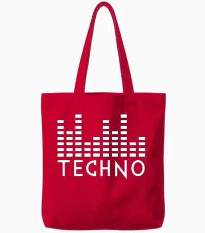 Techno Music Tote Bags - Red
