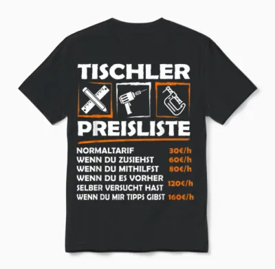 Funny Professional Carpenters Hourly Work T-Shirt, Black Unisex T-Shirt - Black