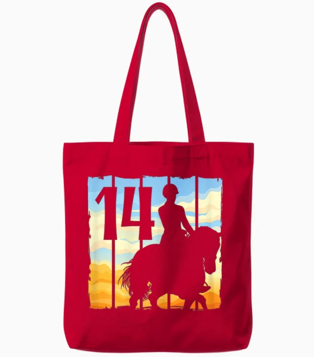 14. Geburtstag Pferde Mädchen Reiterin Geschenk 14 Jahre Alt Tote Bags in Red