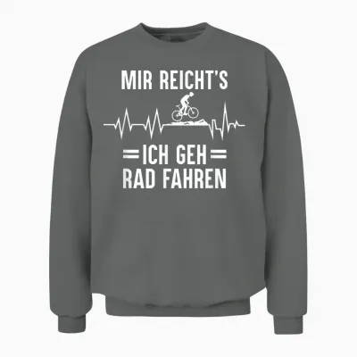 T-Shirt with German Text "mir Reicht's Ich Geh Rad Fahren Mountainbike Bicycle, Black Unisex Sweatshirt - Graphite Heather