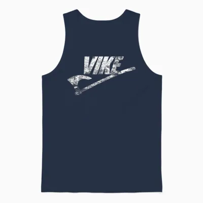 Vike Viking Battle Axe Funny Distressed T-Shirt, Black Unisex Tank Top - Navy