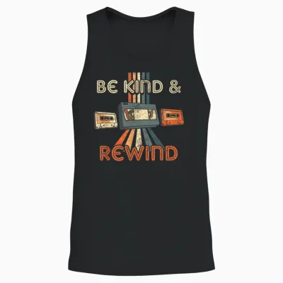 Be Kind & Rewind Vintage 90's Nostalgic 80's Throwback Unisex Tank Top - Black