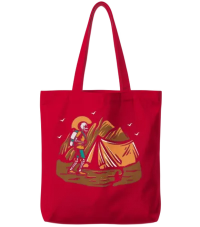 Hiking Hike Skeleton Skull Nature Tote Bags - Red