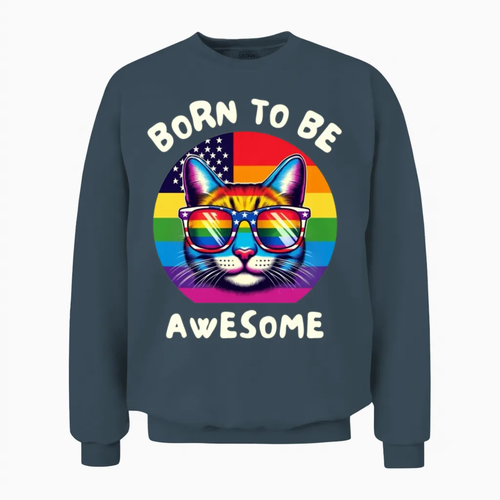 Lgbt. Born to Be Awesome Pride Unisex Sweatshirt in Dark Heather