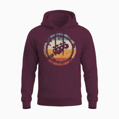 Vintage Bass Guitar Unisex Hoodie - Maroon