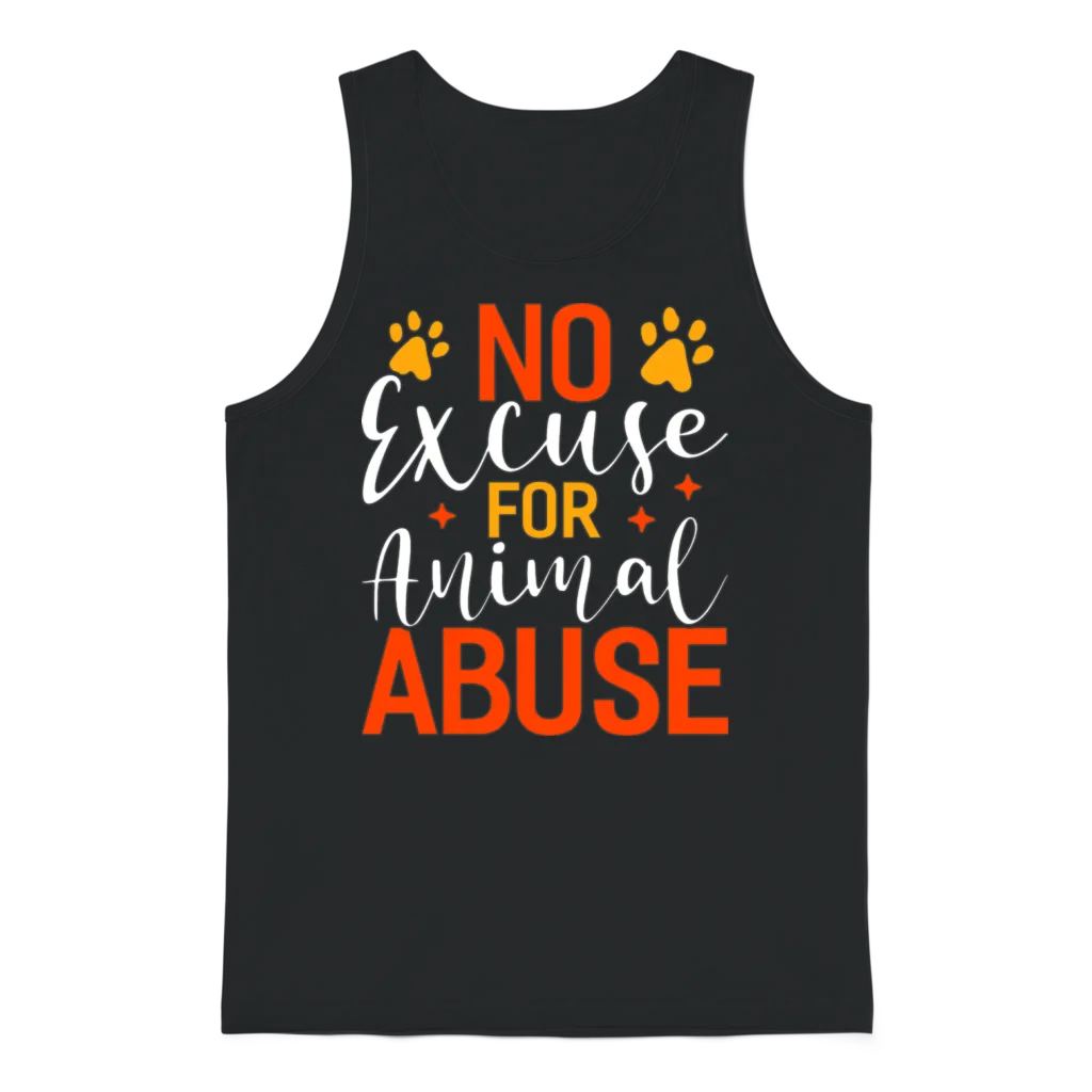 No Excuse for Animal Abuse Funny Animal Rescue Unisex Tank Top - Black
