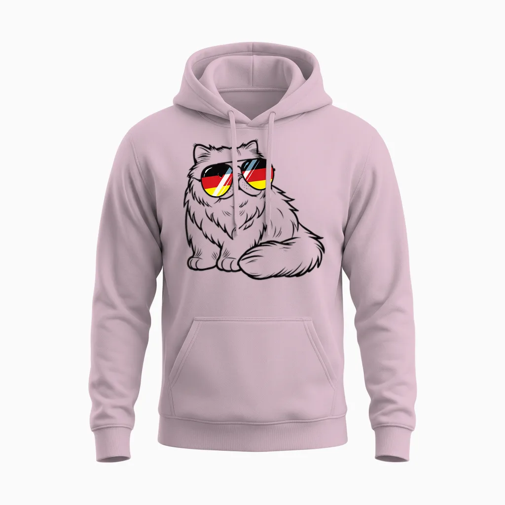 Deutsche Flagge Katze Deutsch Deutschland Katzen Unisex Hoodie in Light Pink