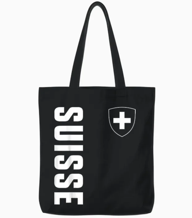Schweiz Flagge Schweizerkreuz Fan Switzerland Patriotisches Tote Bags in Black