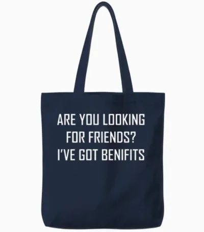 Friends with Benifit Funny Tote Bags - Navy