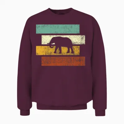 Elephant Retro Unisex Sweatshirt - Maroon